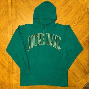 Vintage 90s Notre Dame Fighting Irish Hoodie Mens Size Medium Green Galt Sand